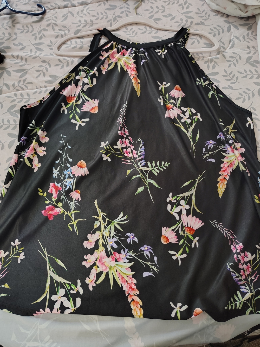 Black Floral Halter Camisole Tank Top